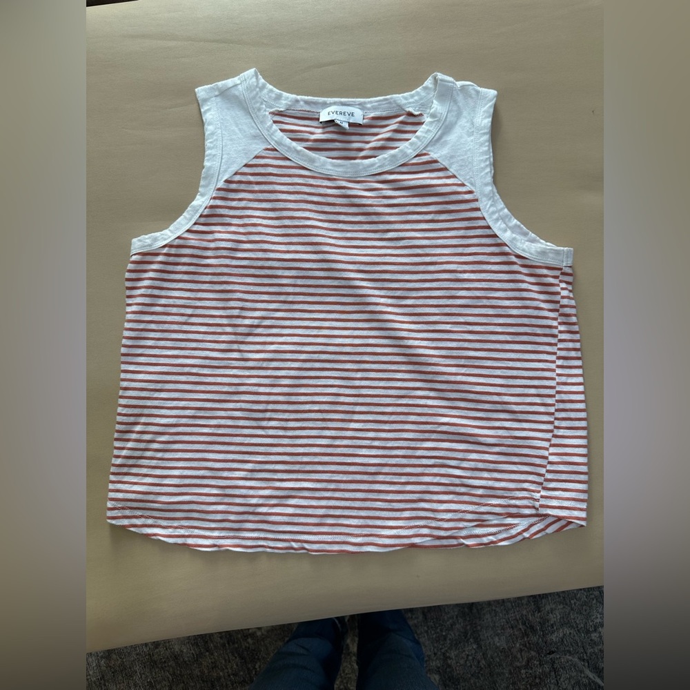Evereve striped cotton blend tank like new soft size medium